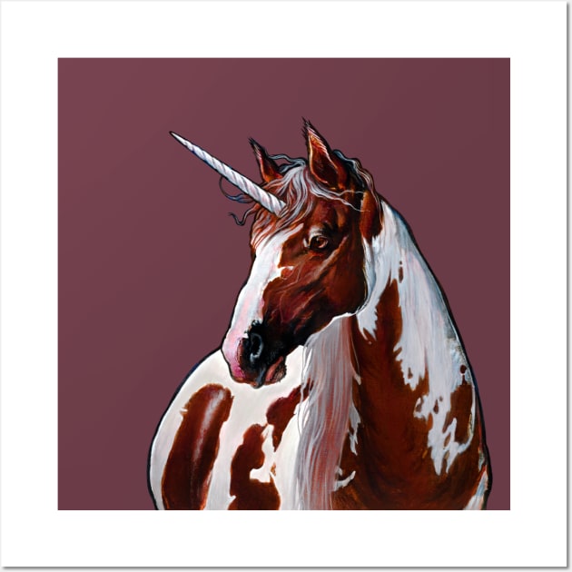 Majestic Pinto Horse Unicorn - Realistic Painting Wall Art by Vlad